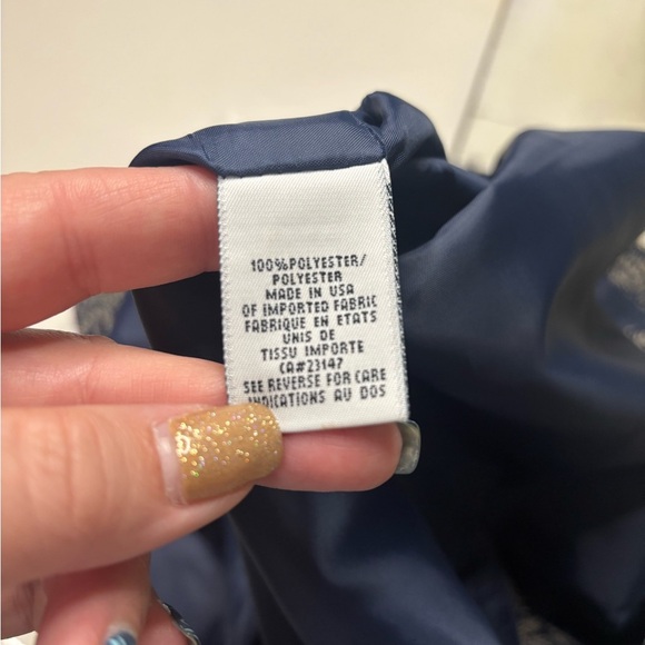 Talbots Lined Length Skirt Size 8 Navy Tan Ferns Vintage New Sews Stock - Picture 5 of 7